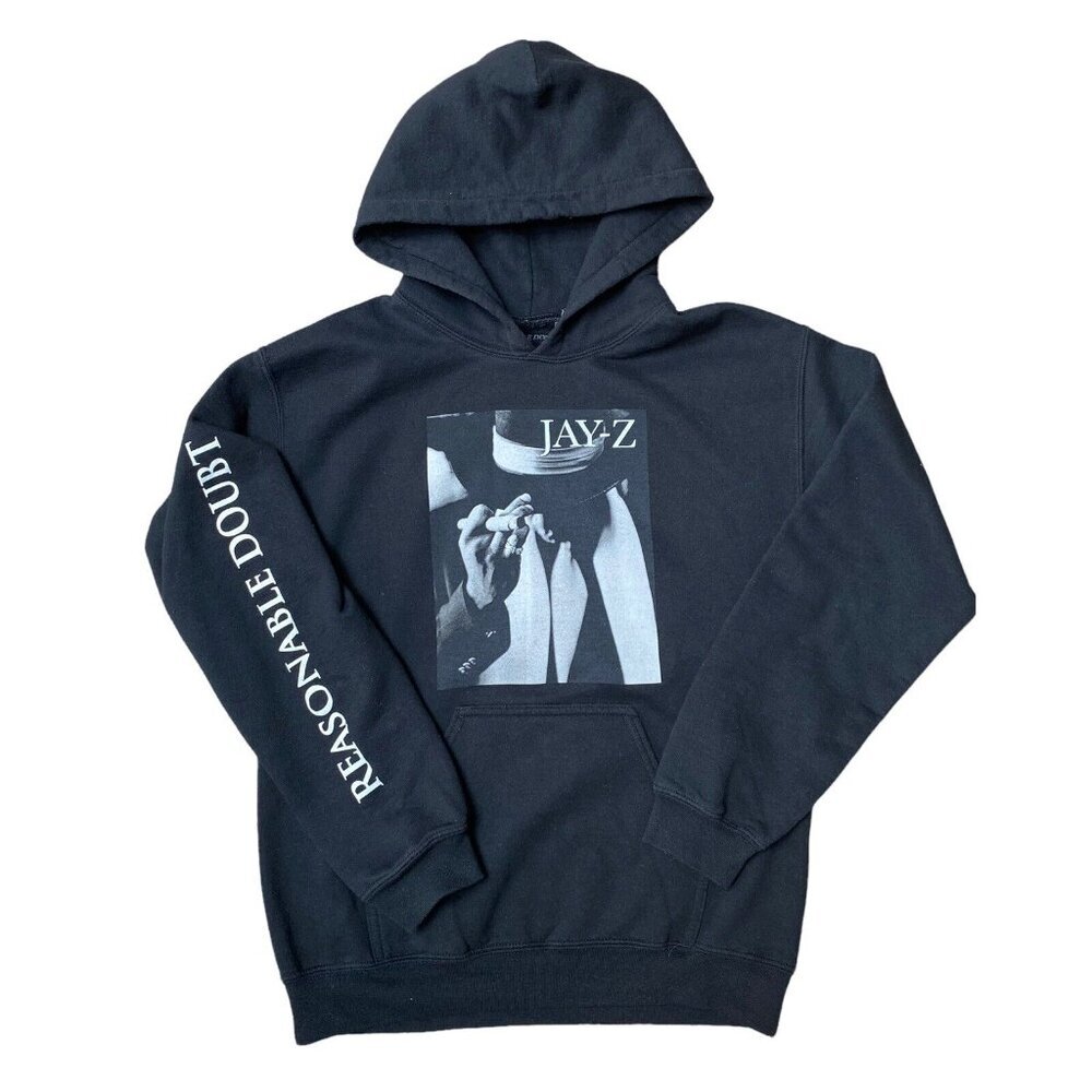 JAY Z Reasonable Doubt Hoodie Size Small Logo Graphic Black White HTF